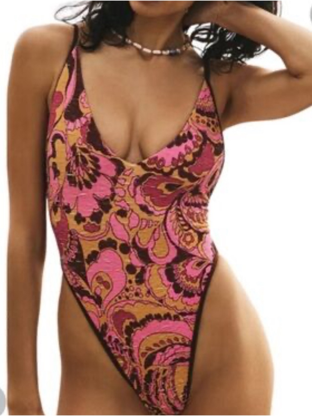 Free People Amber Printed One Piece Swimsuit🩷 NWOT Size XL - Picture 3 of 5